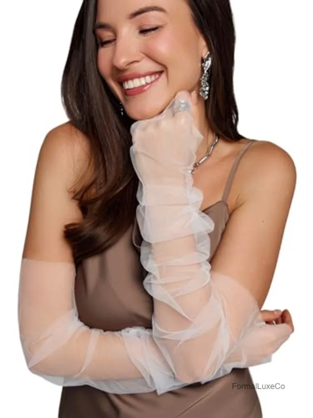 Long Tulle Fingerless Gloves Wedding Bridal